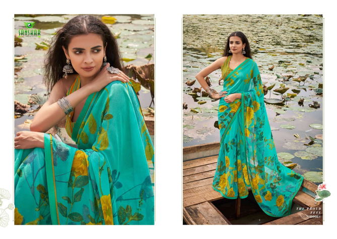 Sanskar Sadgi Casual Daily Wear Georgette Printed Saree Collection